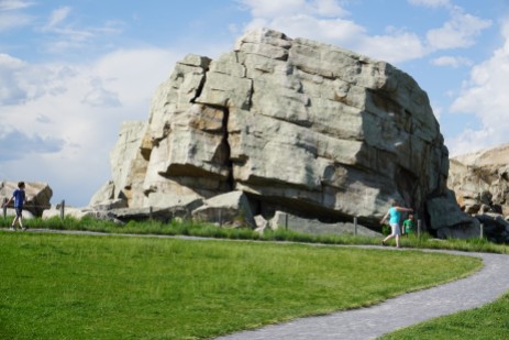 The sheer size of this rock is only appreciated in comparison with the people standing in front of it.